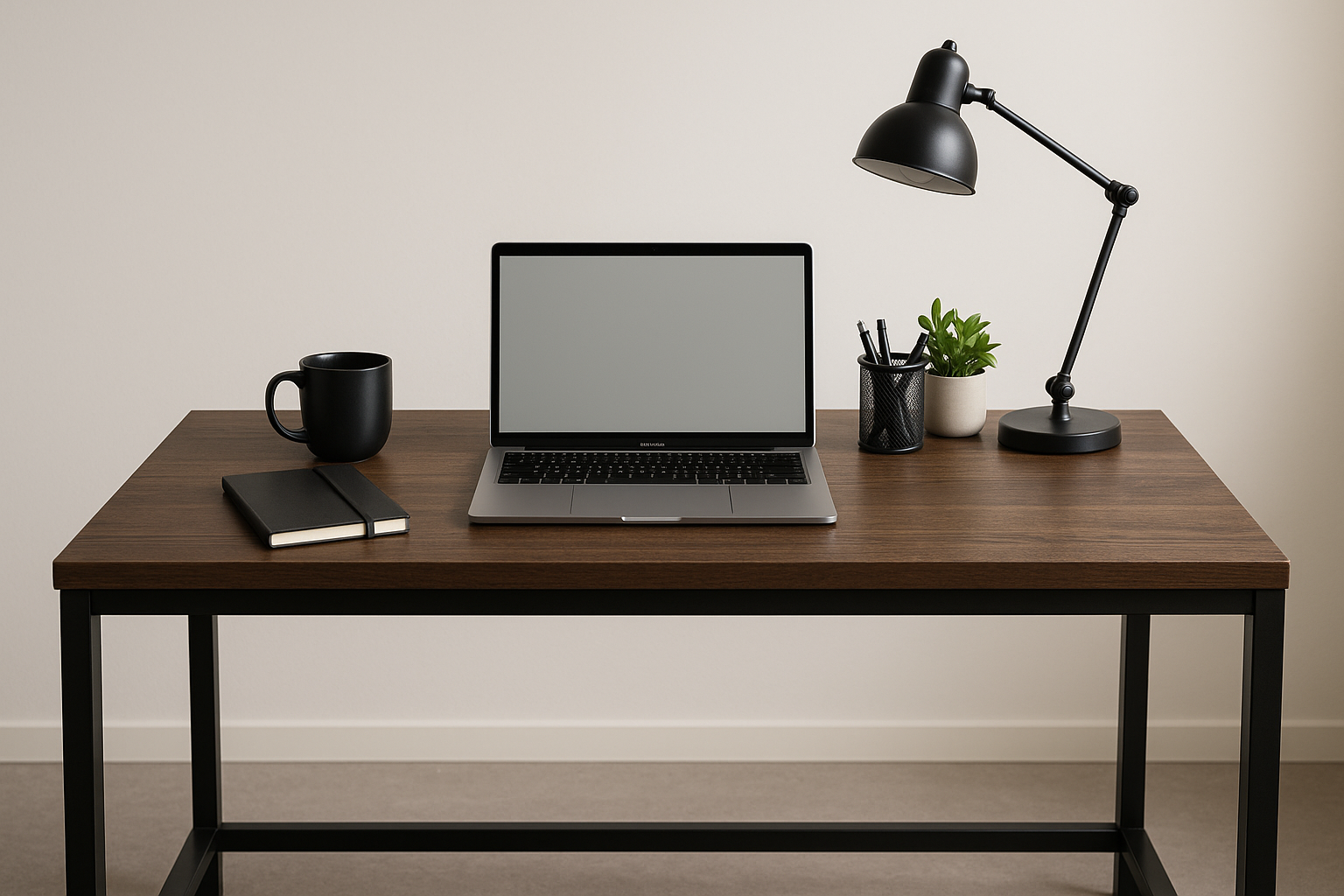 add a macbook and a few desk accessories